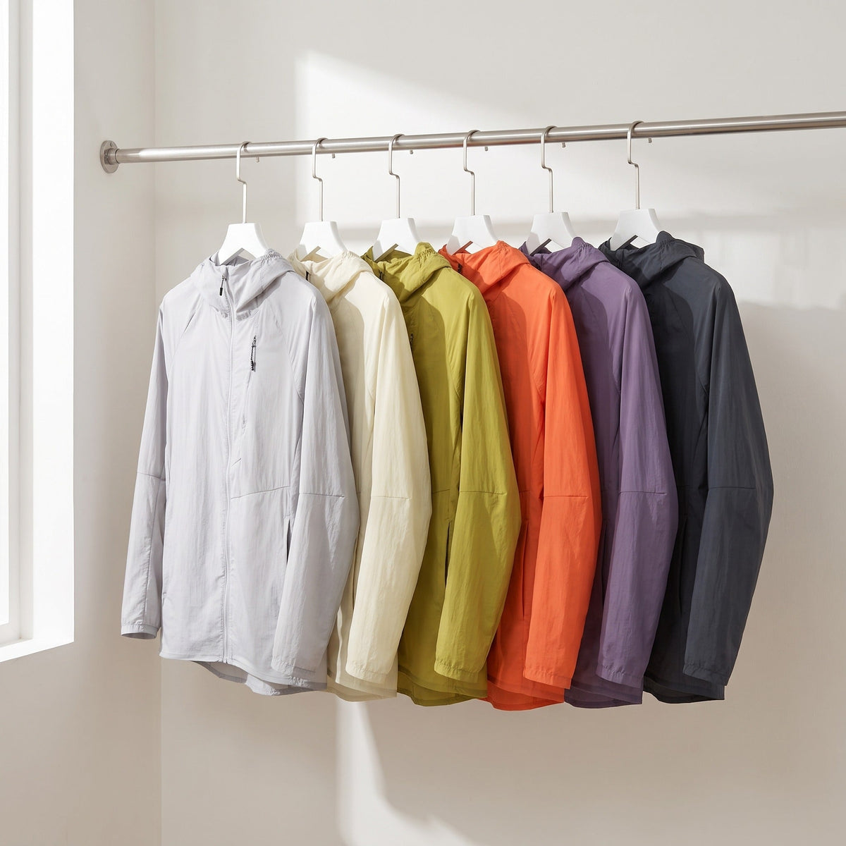 Men's Packable Hooded Windbreaker Jacket with Chest Pocket