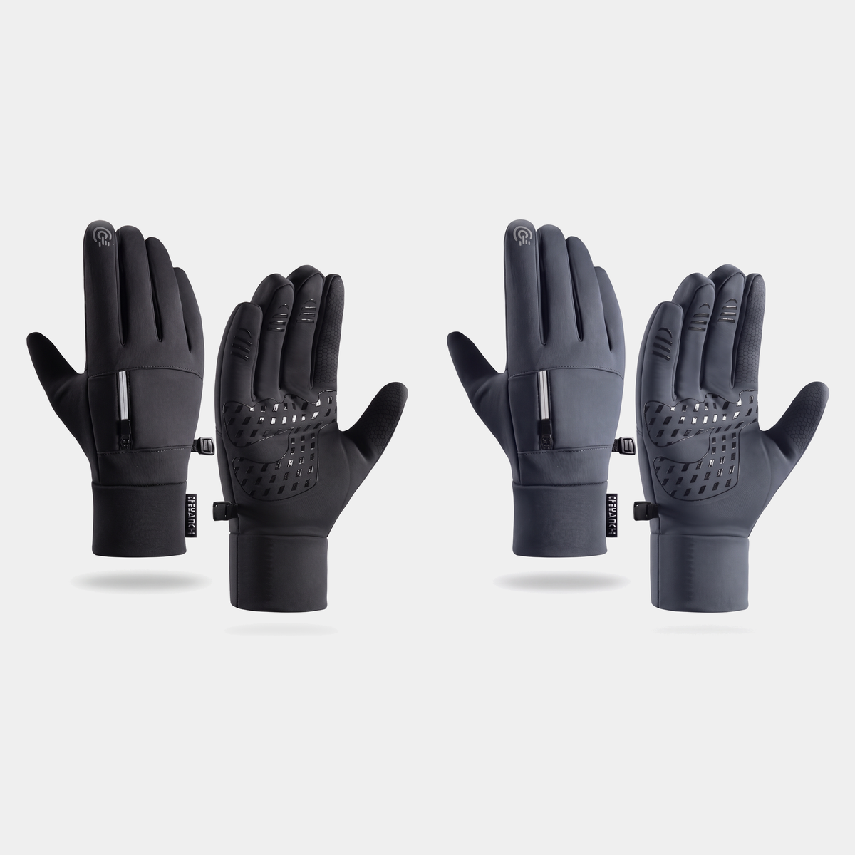 Men's Touchscreen Running Gloves with Zip Pocket and Grip Palm