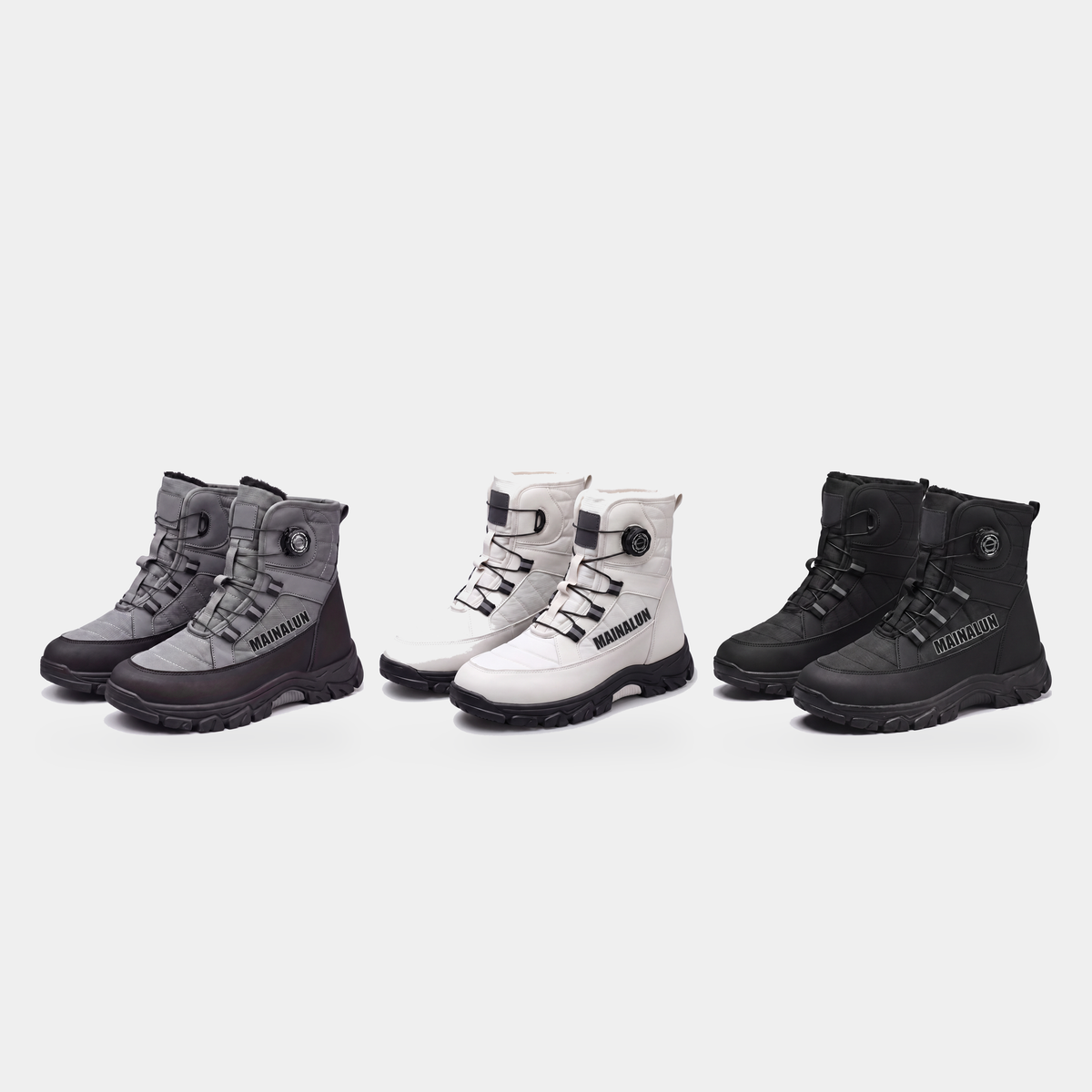 Men's High Top Winter Boots with Rotary Dial Lacing and Plush Lining