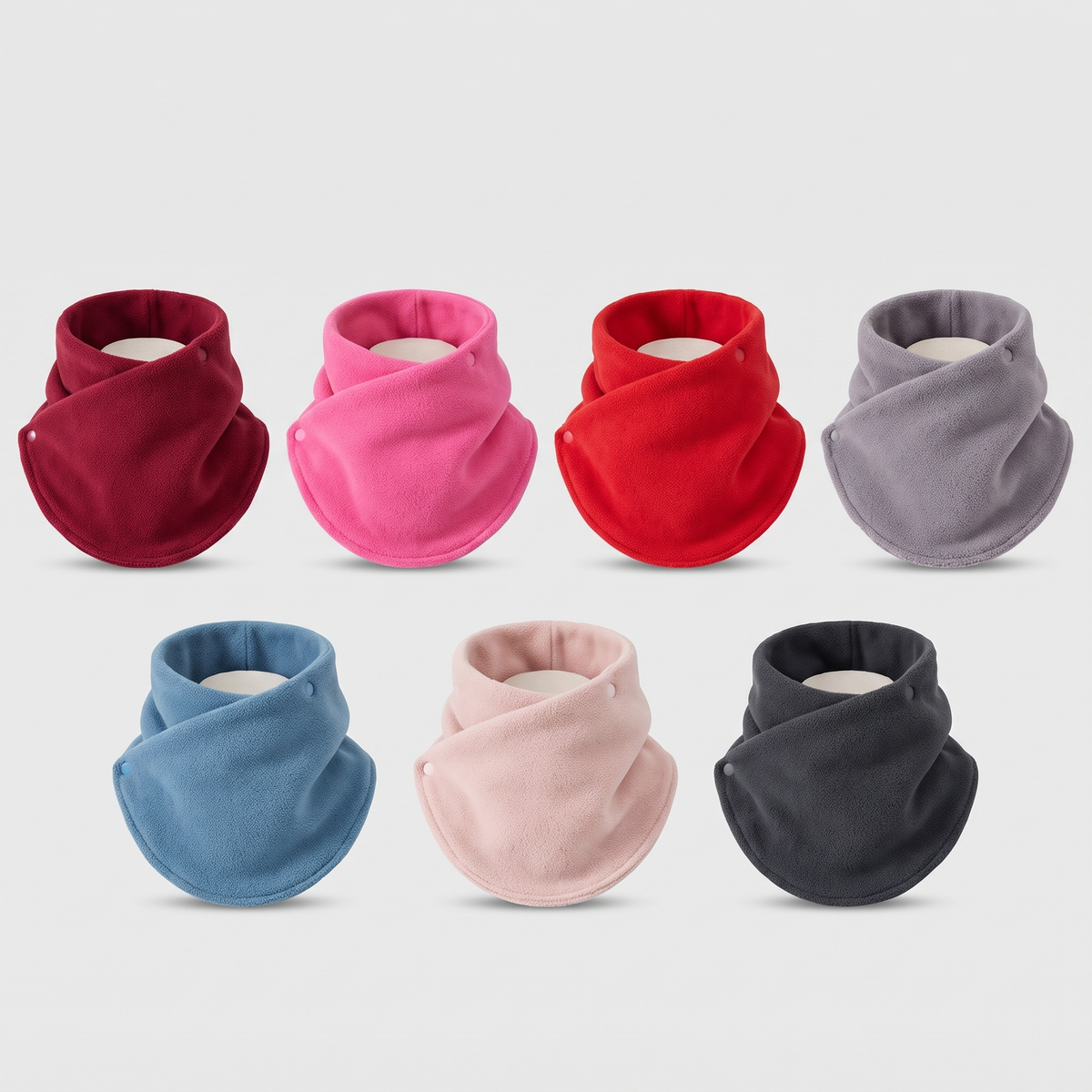 Women's Fleece Neck Warmer Snood with Popper Fastening