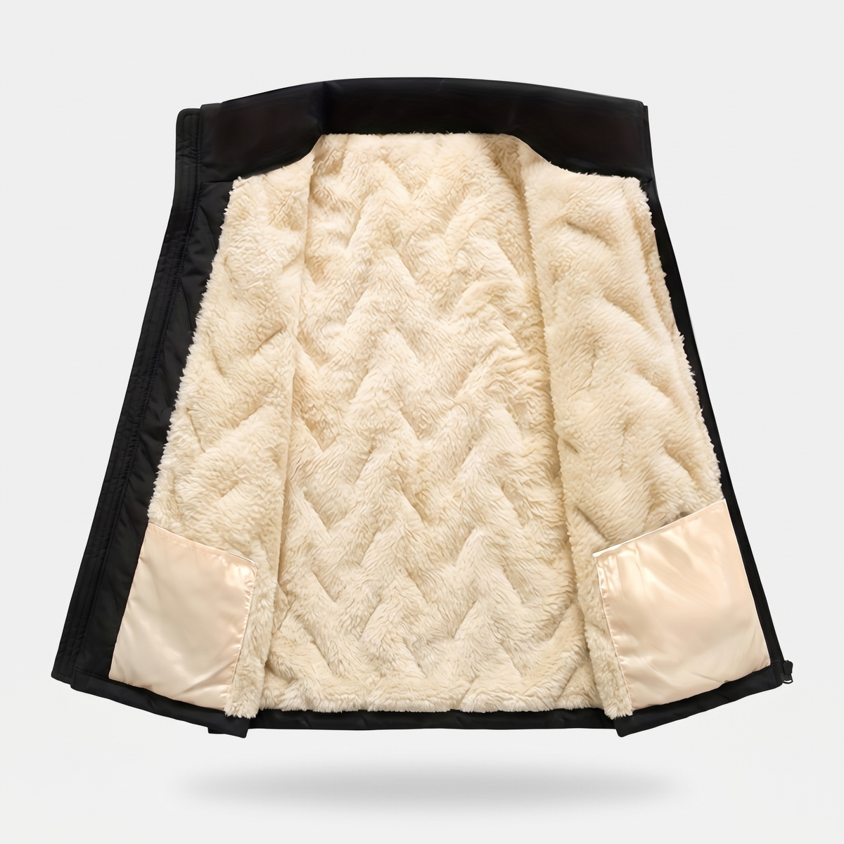 Men's Wave Quilted Fleece Lined Vest With Stand Collar