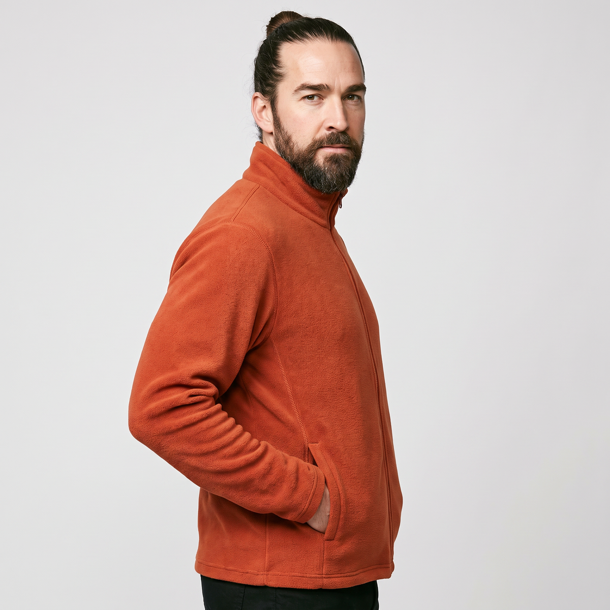 Men's Full Zip Fleece Jacket with Stand Collar