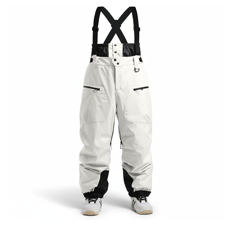 Men's Insulated Waterproof Snowboard Bib Pants with Adjustable Straps and Pockets