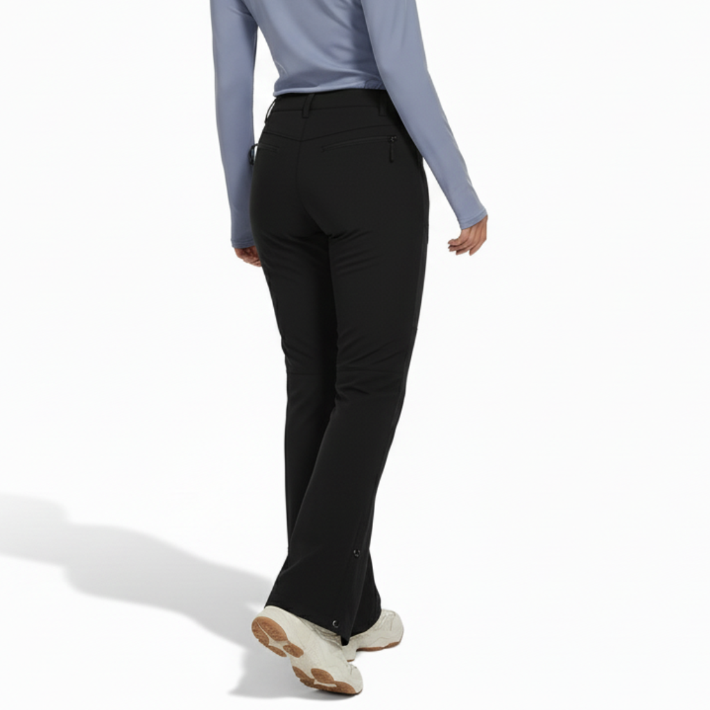 Women's Waterproof Fleece Lined Ski Pants with Zip Pockets and Boot Zippers