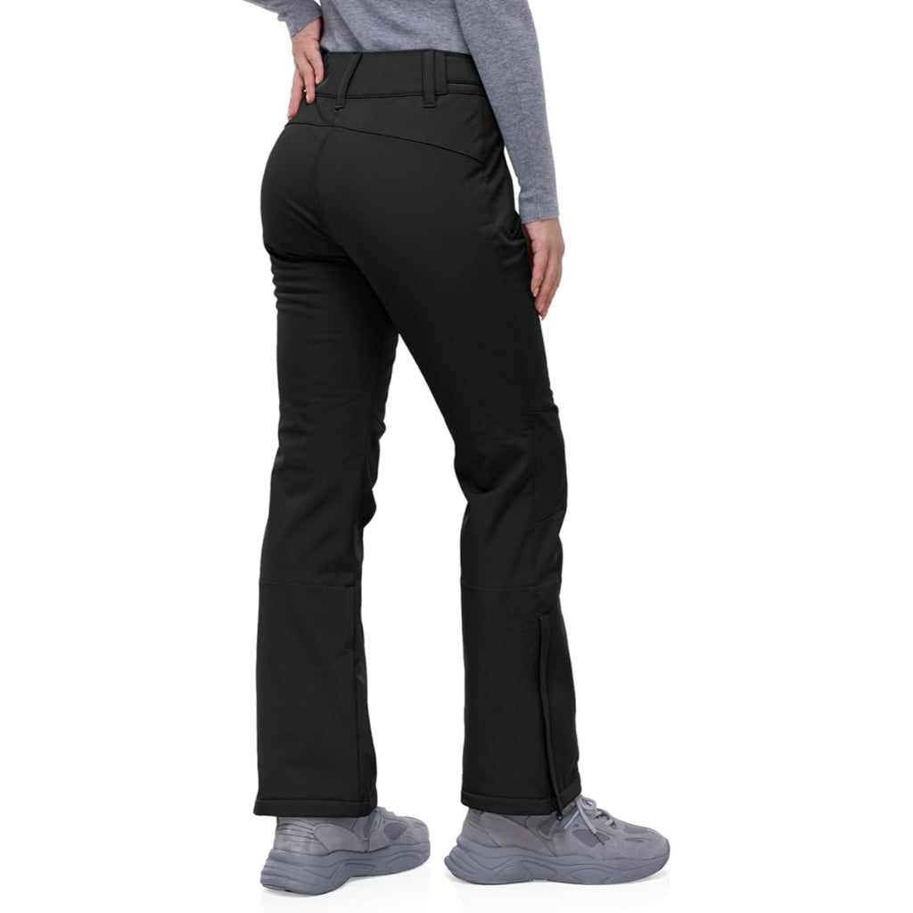 Women's Waterproof Softshell Snow Pants with Fleece Lining and Zip Pockets
