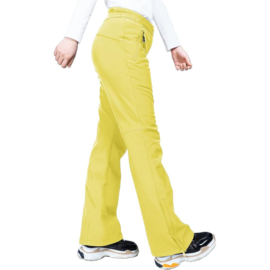 Women's Waterproof Softshell Snow Pants with Fleece Lining and Zip Pockets