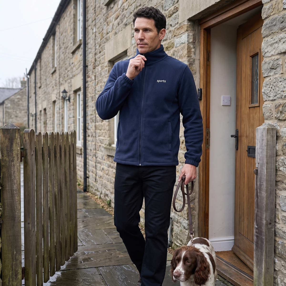 Men's Zip Up Fleece Jacket with Stand Collar