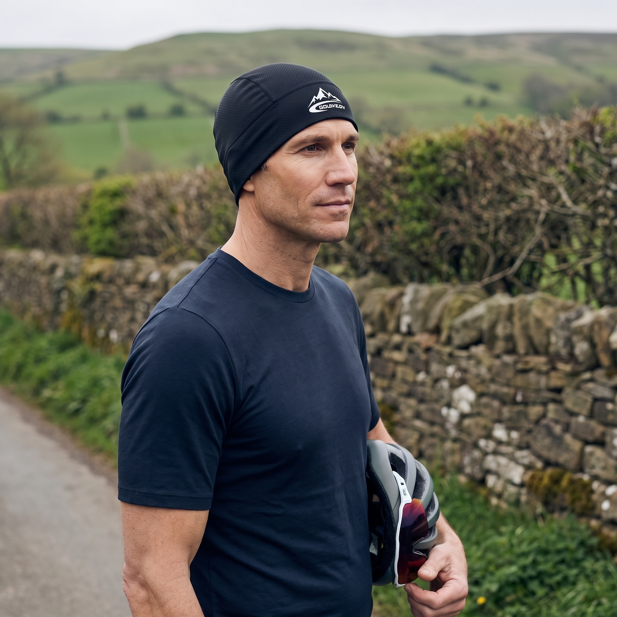 Men's Brimless Skull Cap with Open Eyelet Knit
