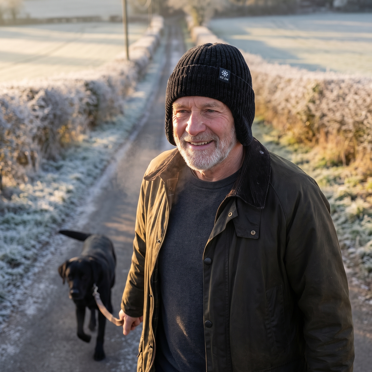 Men's Fleece Lined Beanie with Fold Down Ear Flaps