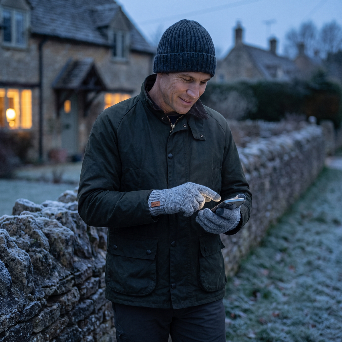 Men's Touchscreen Knitted Gloves with Deep Ribbed Cuff
