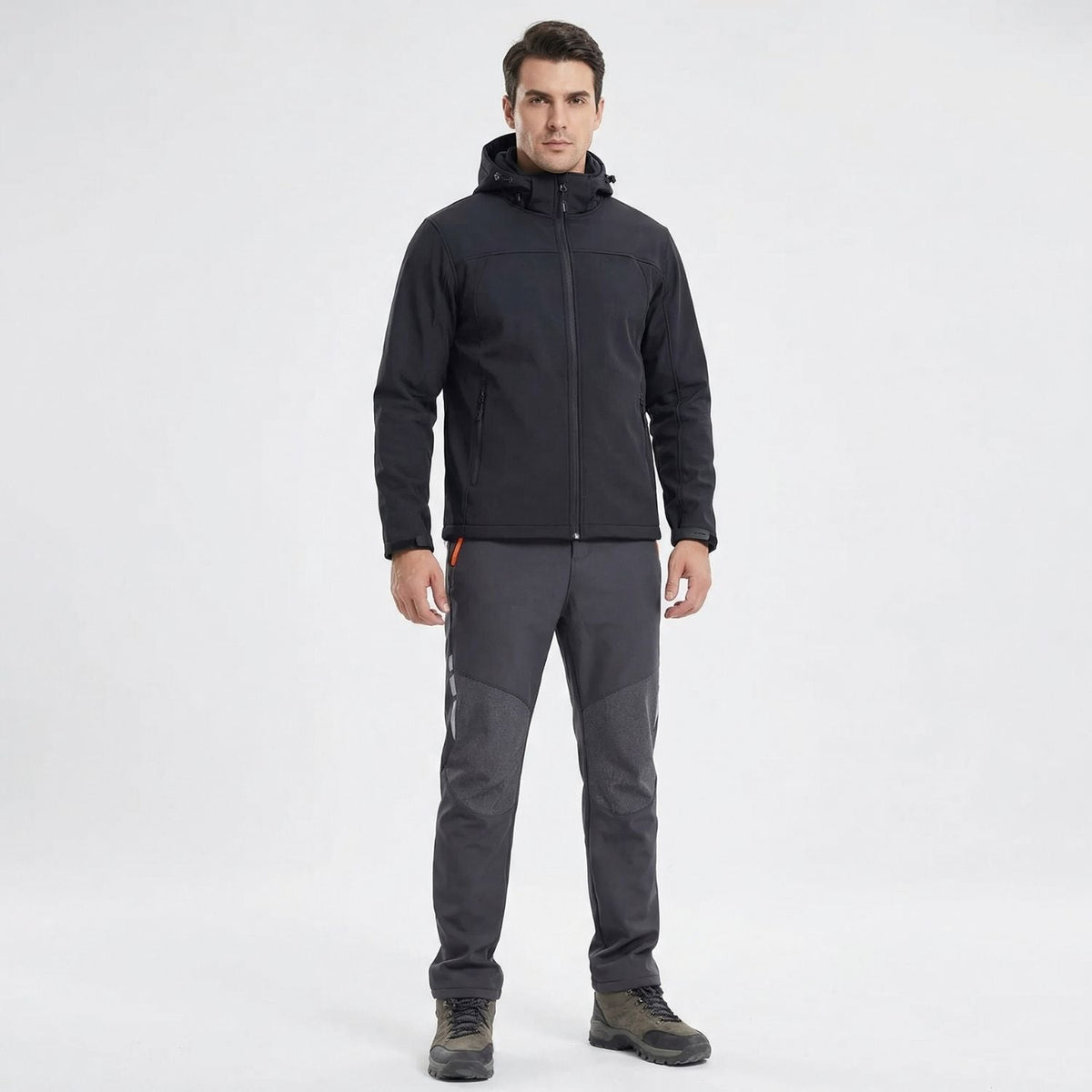 Men's Insulated Softshell Hiking Pants With Fleece Lining And Reinforced Knees
