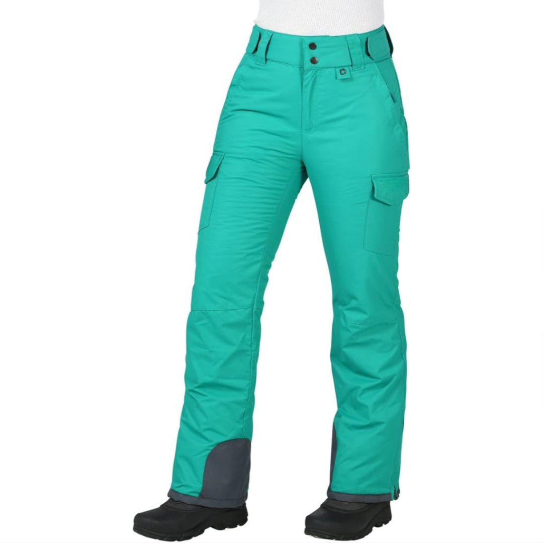 Women's Insulated Waterproof Cargo Snow Pants with Zip Pockets
