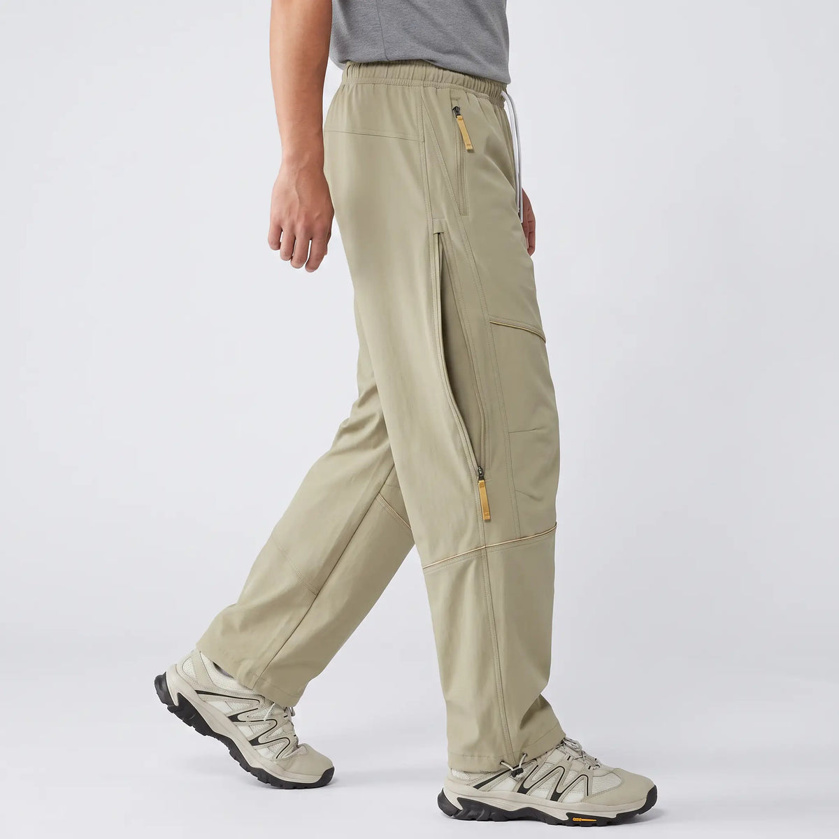 Women's Water Repellent Softshell Wide Leg Trail Trousers with Zip Pockets