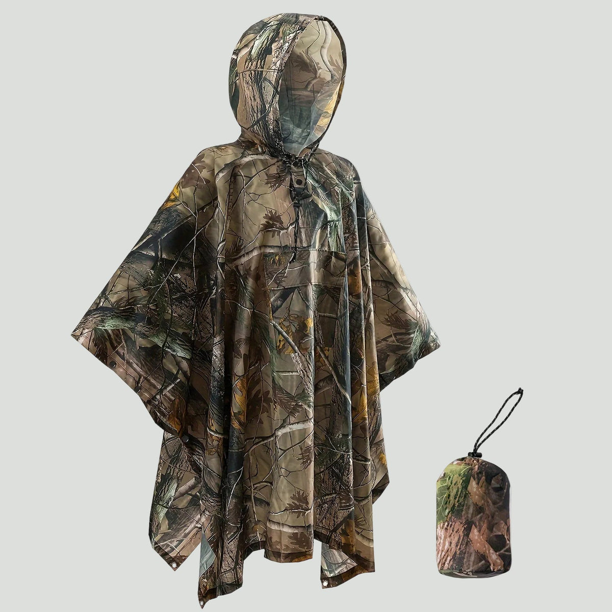 Men's Camo Water Resistant Rain Poncho with Hood