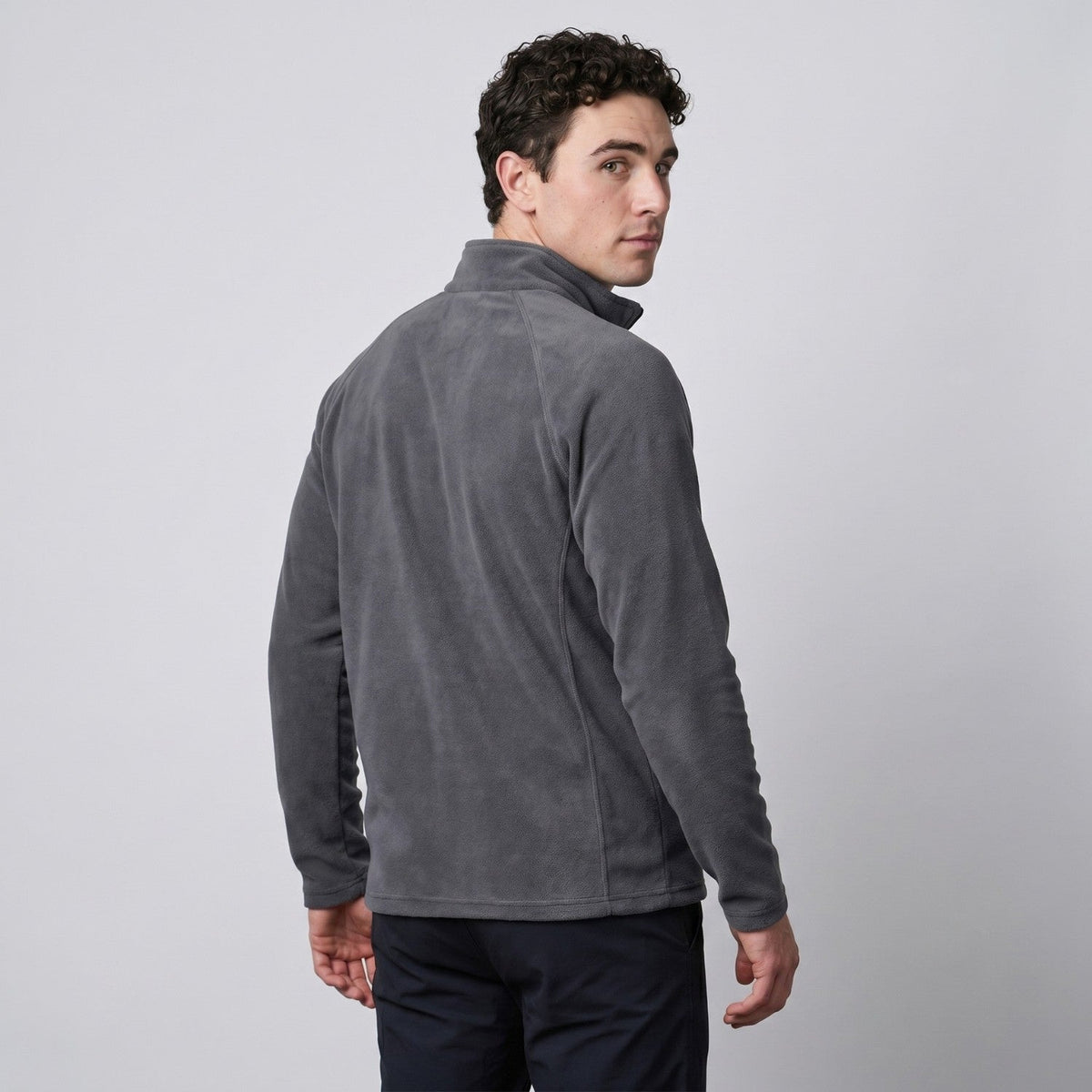 Men's Thermal Fleece Quarter Zip Pullover with Stand Collar