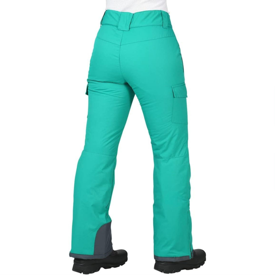 Women's Insulated Waterproof Cargo Snow Pants with Zip Pockets