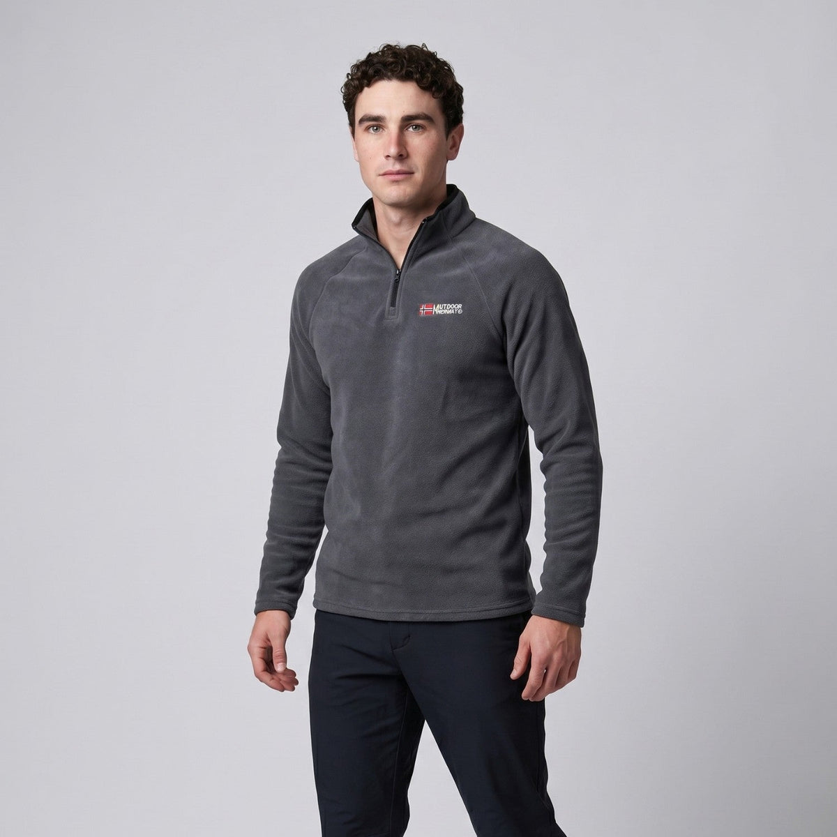 Men's Thermal Fleece Quarter Zip Pullover with Stand Collar