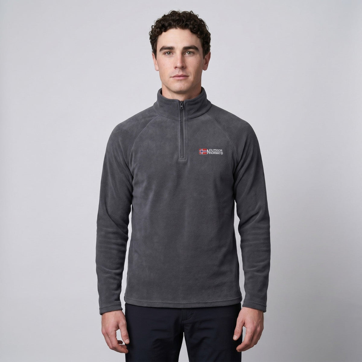 Men's Thermal Fleece Quarter Zip Pullover with Stand Collar
