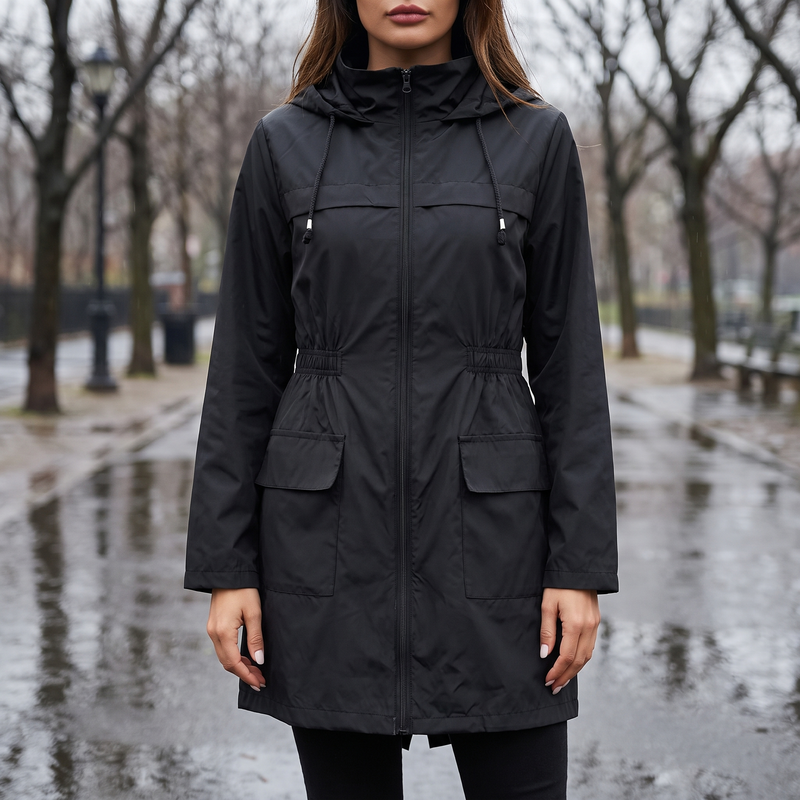 Women's Lightweight Water Repellent Rain Jacket with Hood