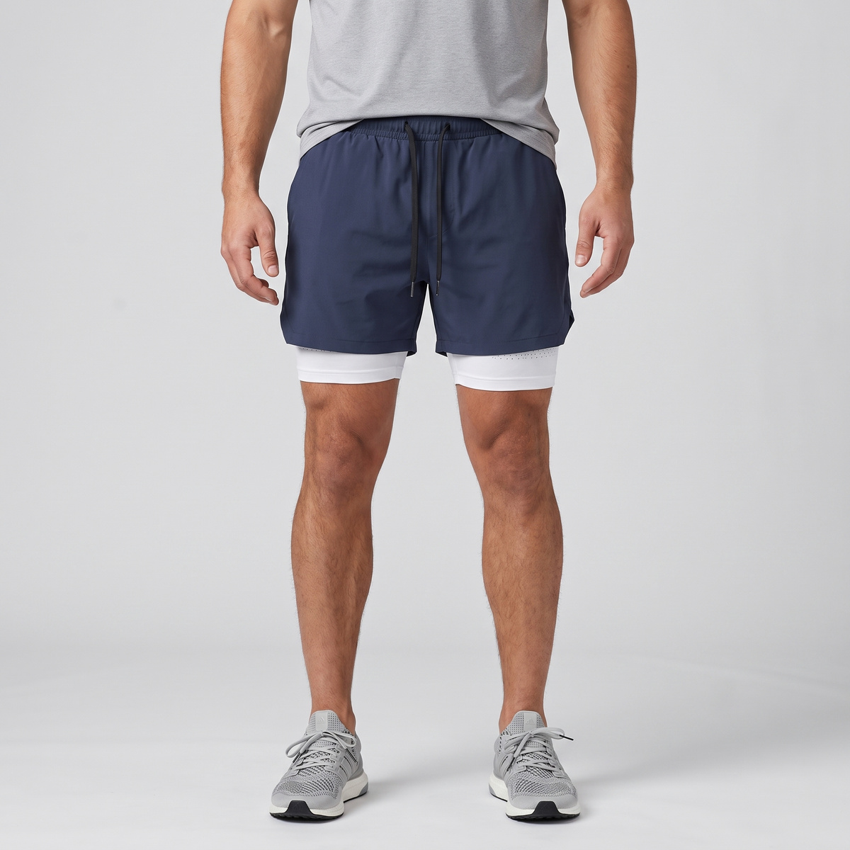 Men's 2 In 1 Running Shorts With Compression Liner And Phone Pocket