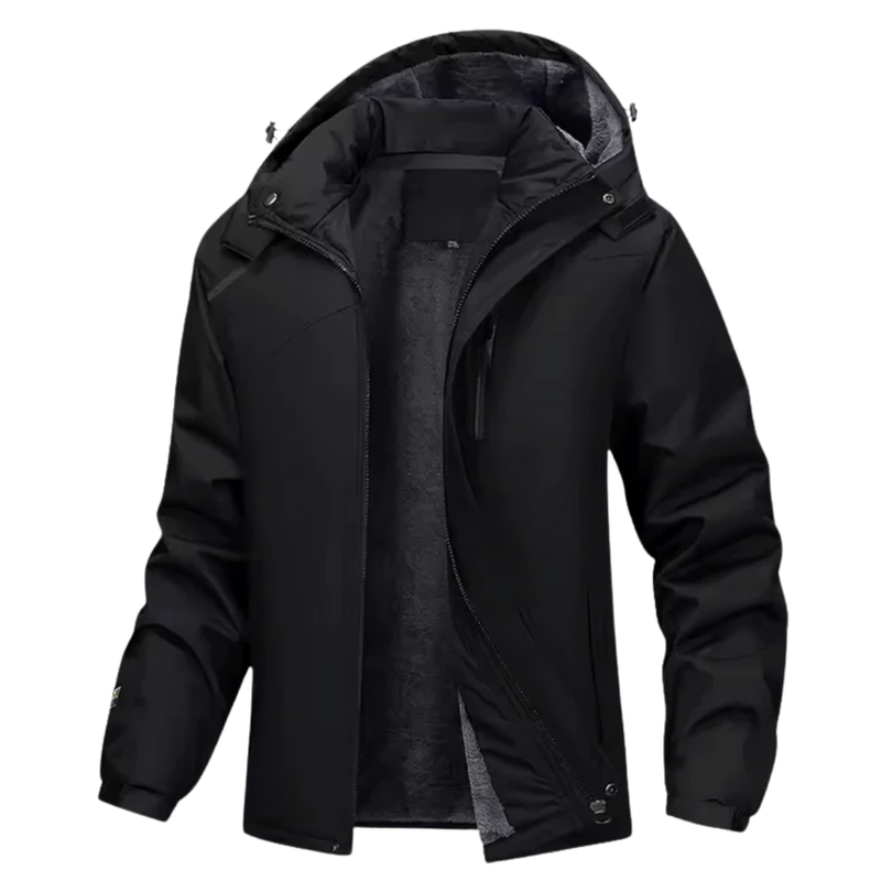 Men's Waterproof Fleece Lined Windproof Jacket with Hood