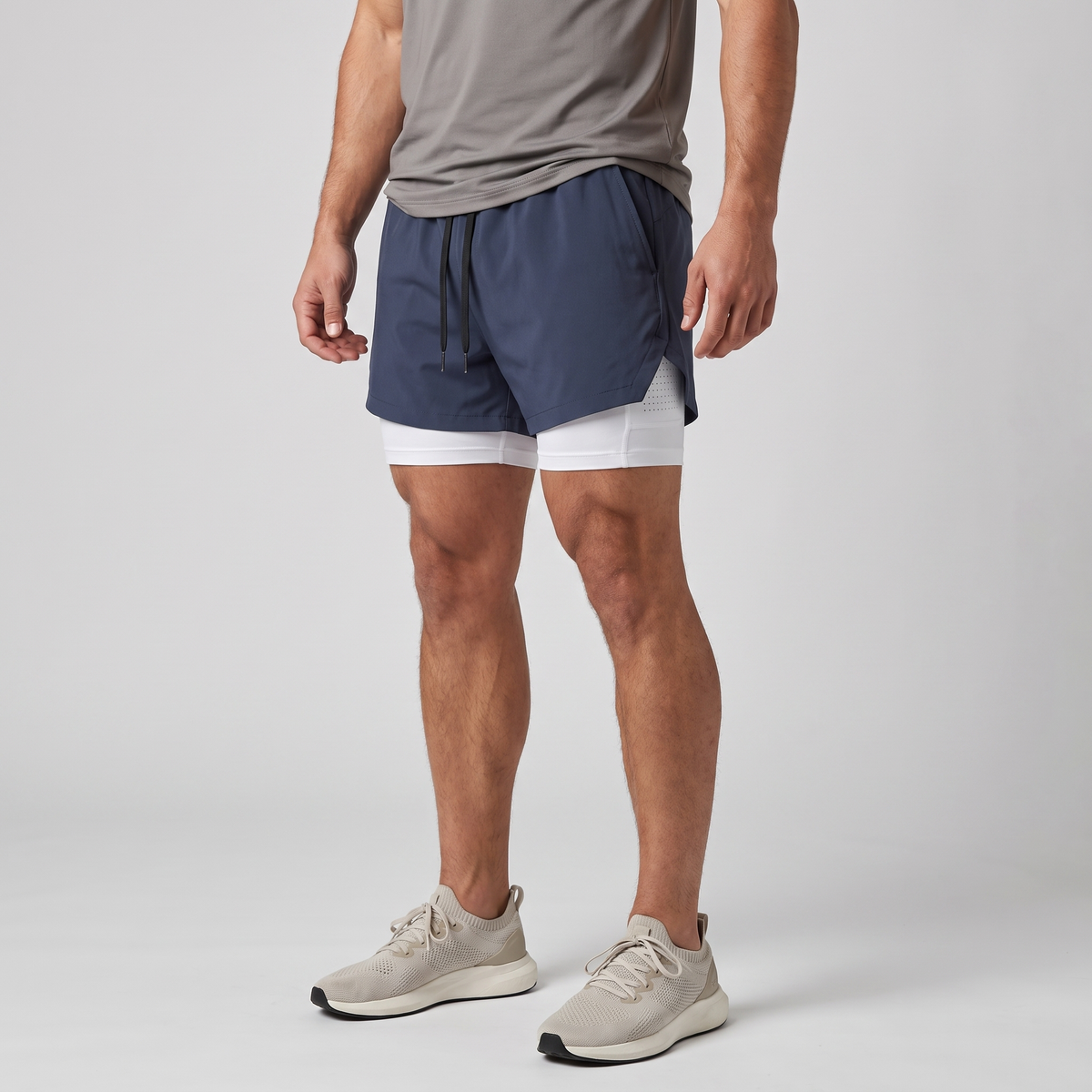 Men's 2 In 1 Running Shorts With Compression Liner And Phone Pocket