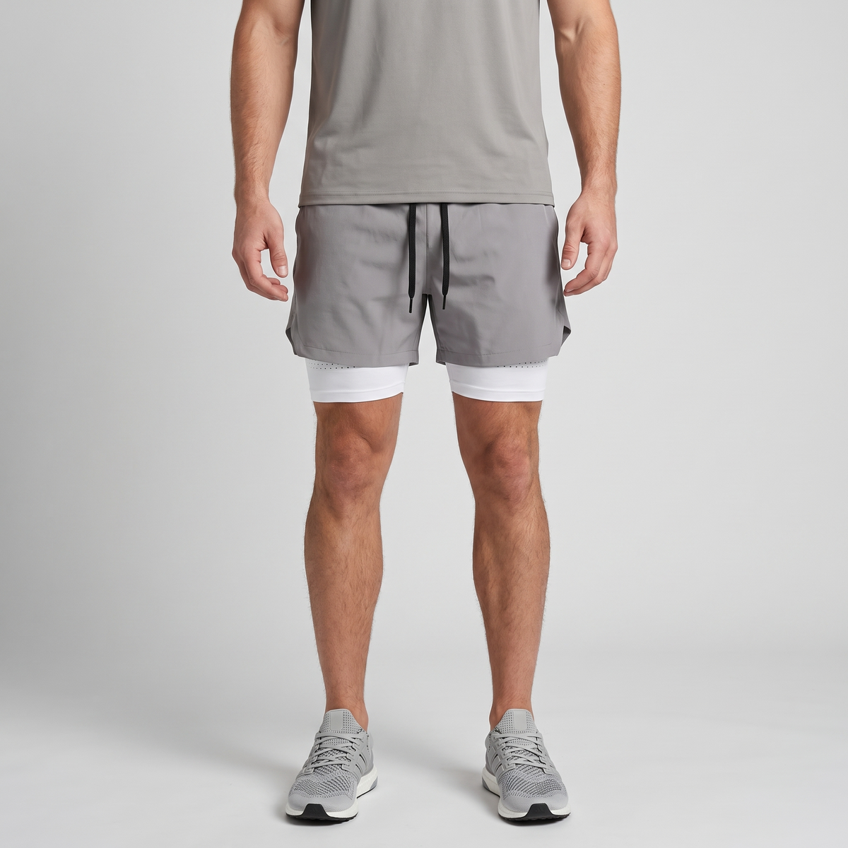 Men's 2 In 1 Running Shorts With Compression Liner And Phone Pocket