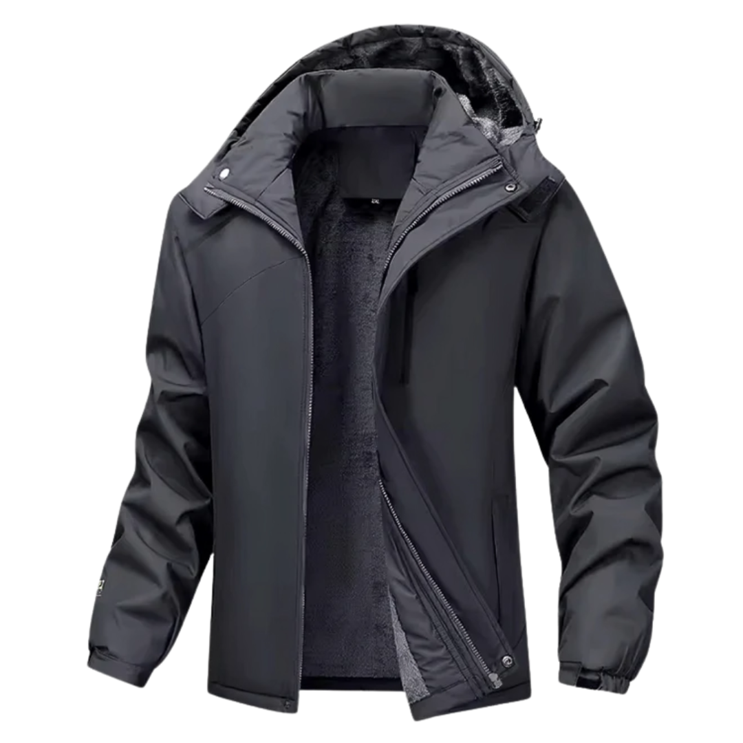 Men's Waterproof Fleece Lined Windproof Jacket with Hood