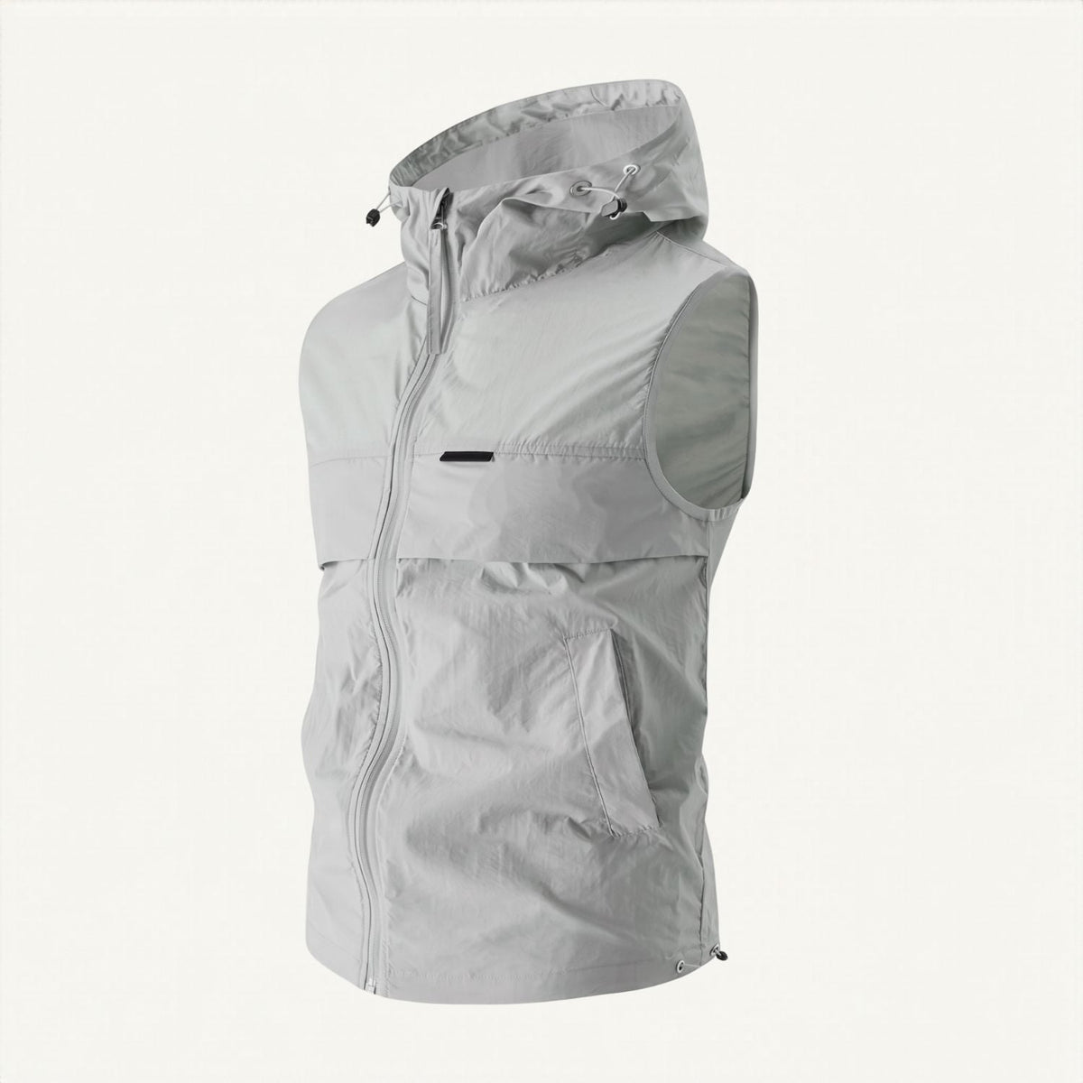 Men's Lightweight Windproof Hooded Vest With Drawstring Hem