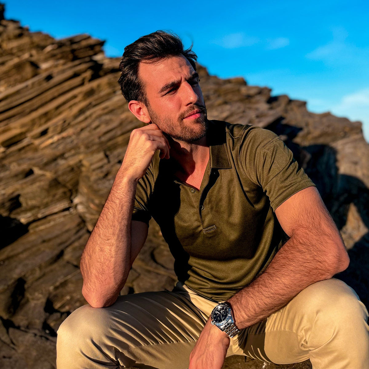 Men's Short Sleeve Quick Dry Performance Tactical Polo Shirt