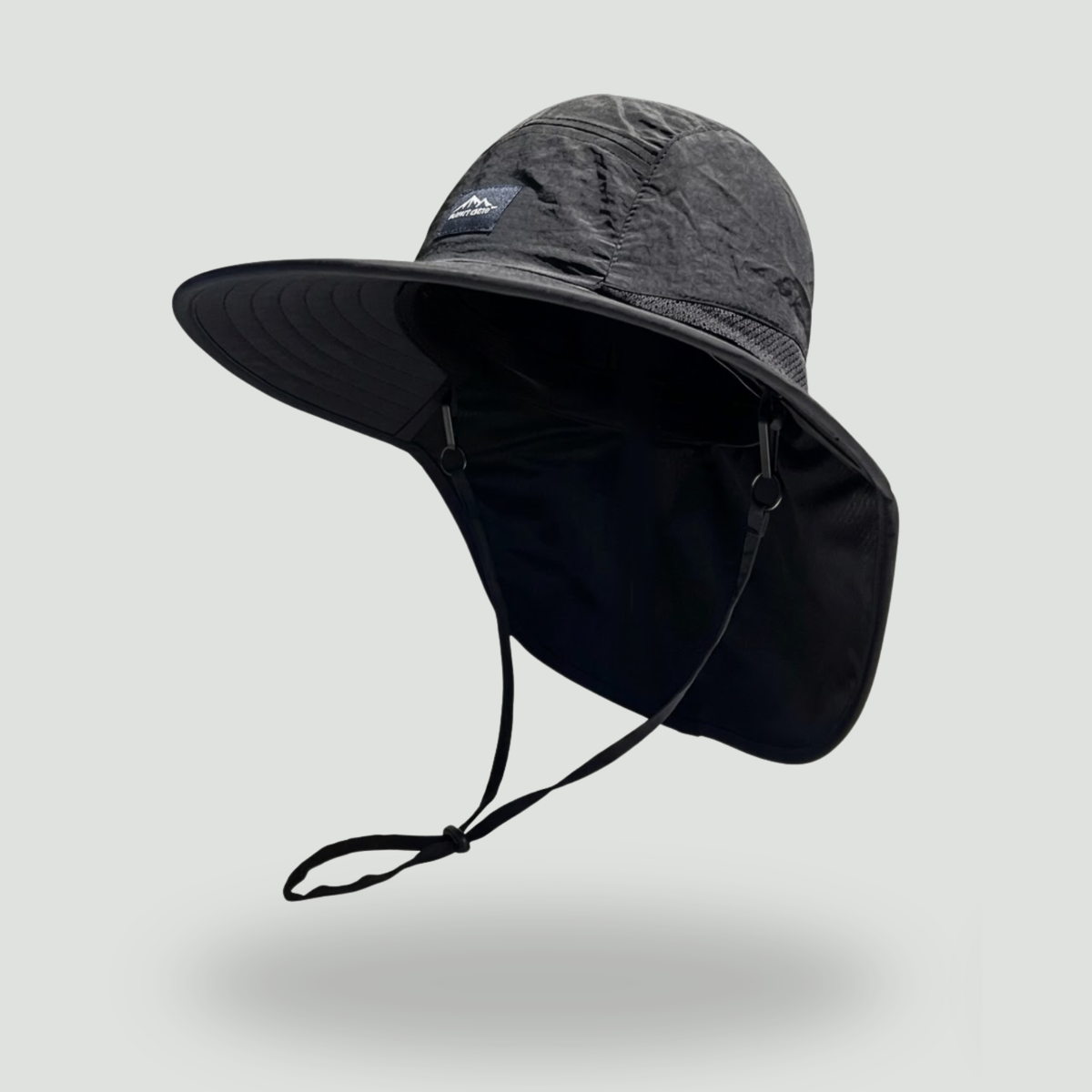 Men's Wide Brim Sun Hat with Neck Flap and Chin Strap