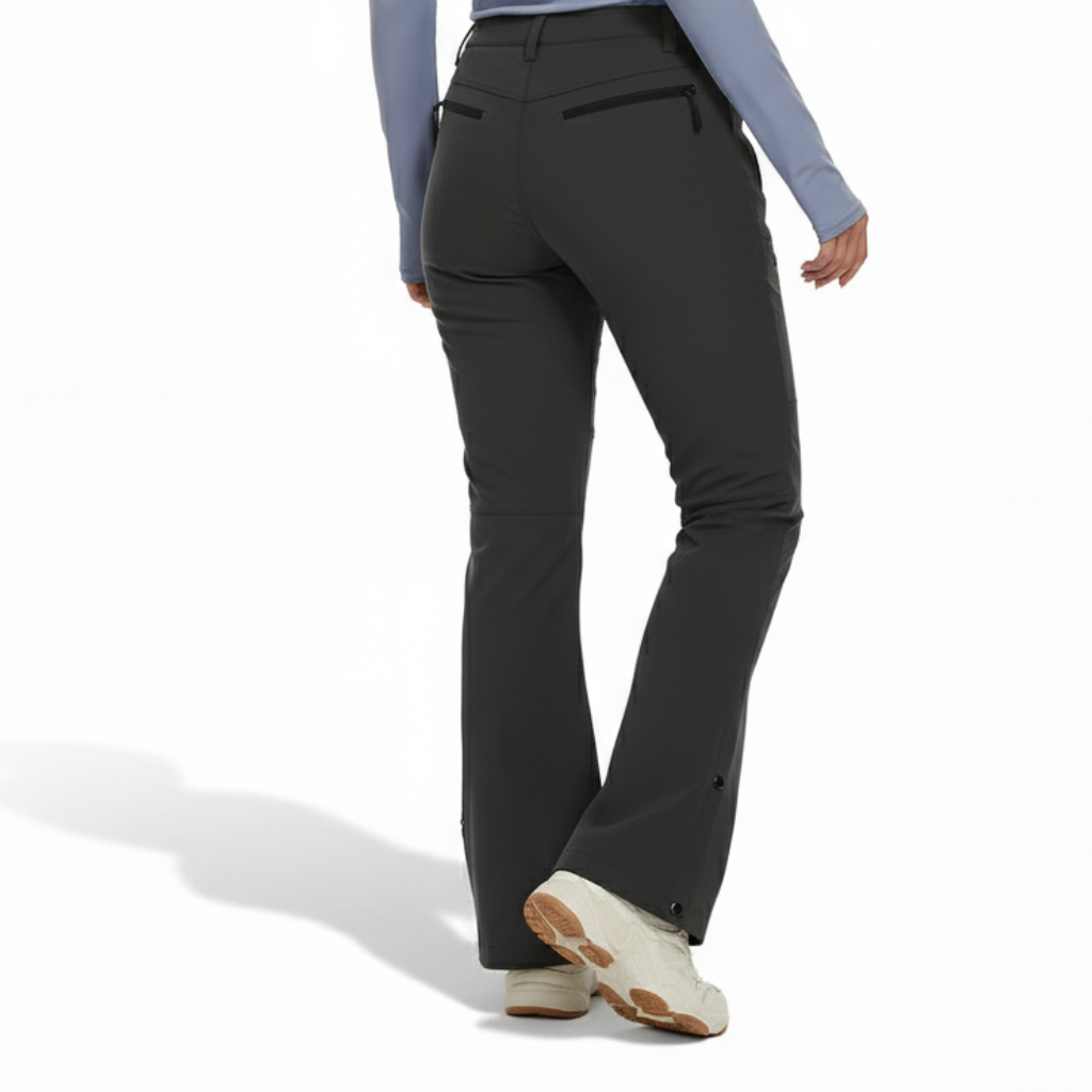 Women's Waterproof Fleece Lined Ski Pants with Zip Pockets and Boot Zippers