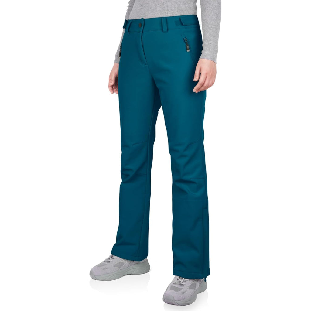 Women's Waterproof Softshell Snow Pants with Fleece Lining and Zip Pockets