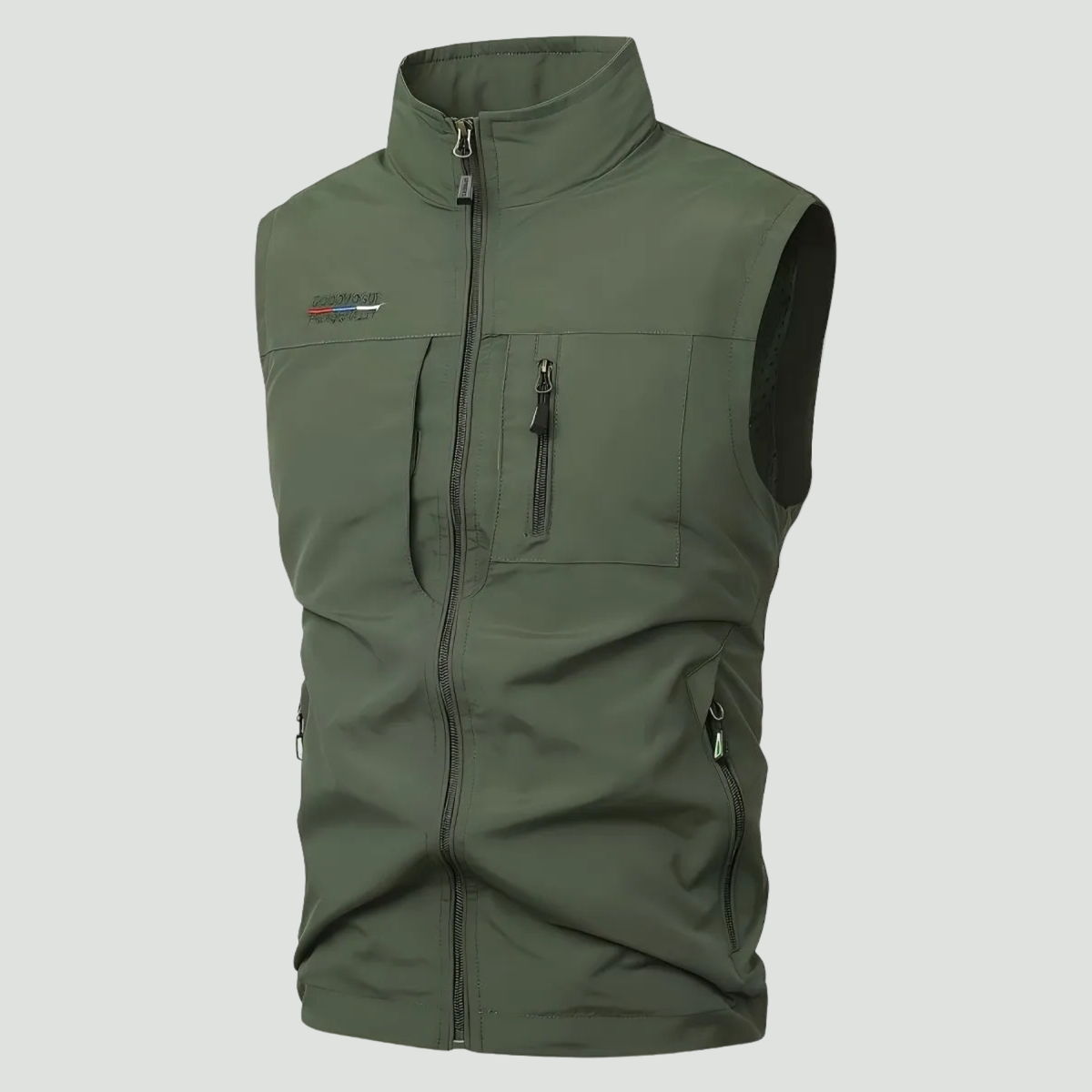 Men's Lightweight Outdoor Vest With Six Pockets And High Collar