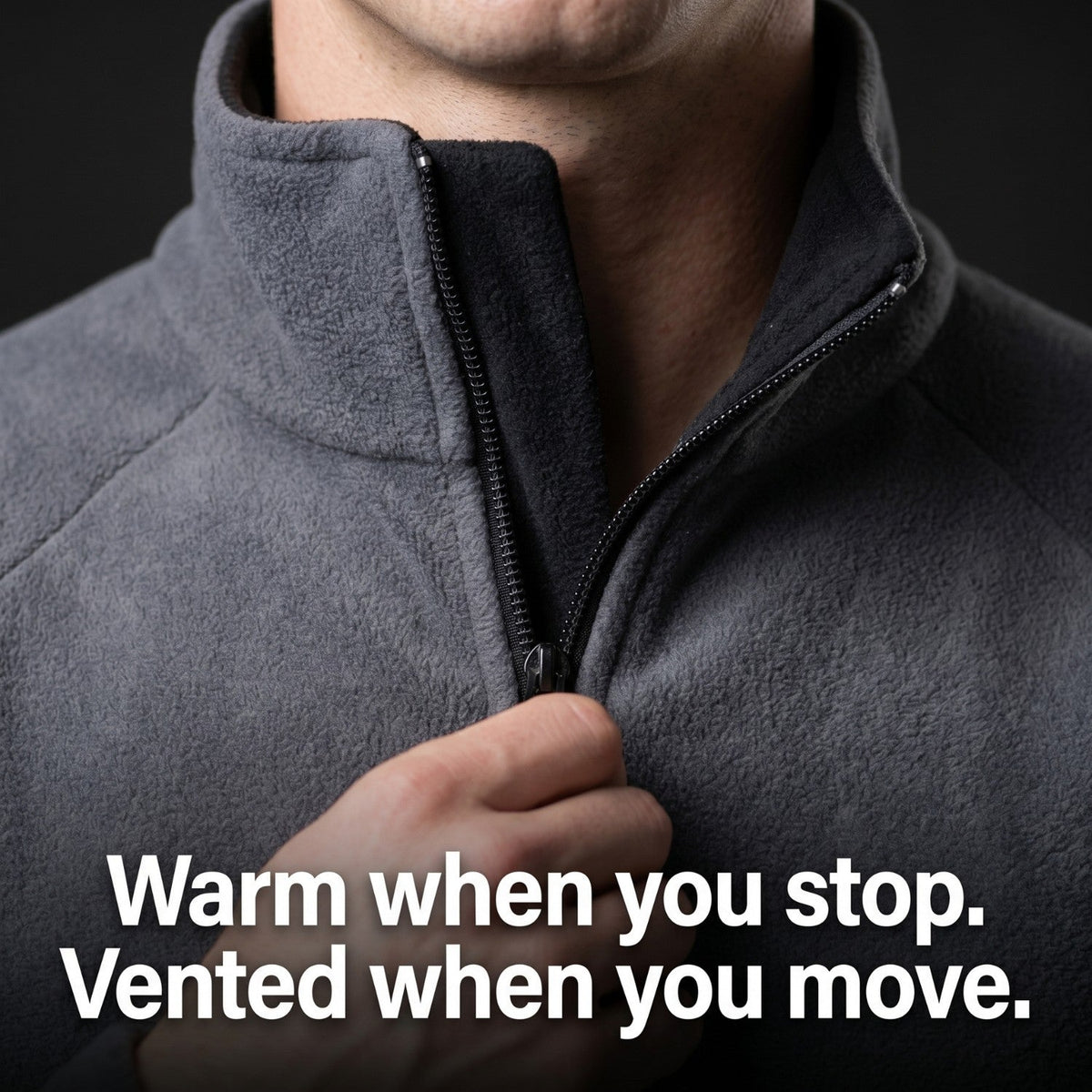 Men's Thermal Fleece Quarter Zip Pullover with Stand Collar