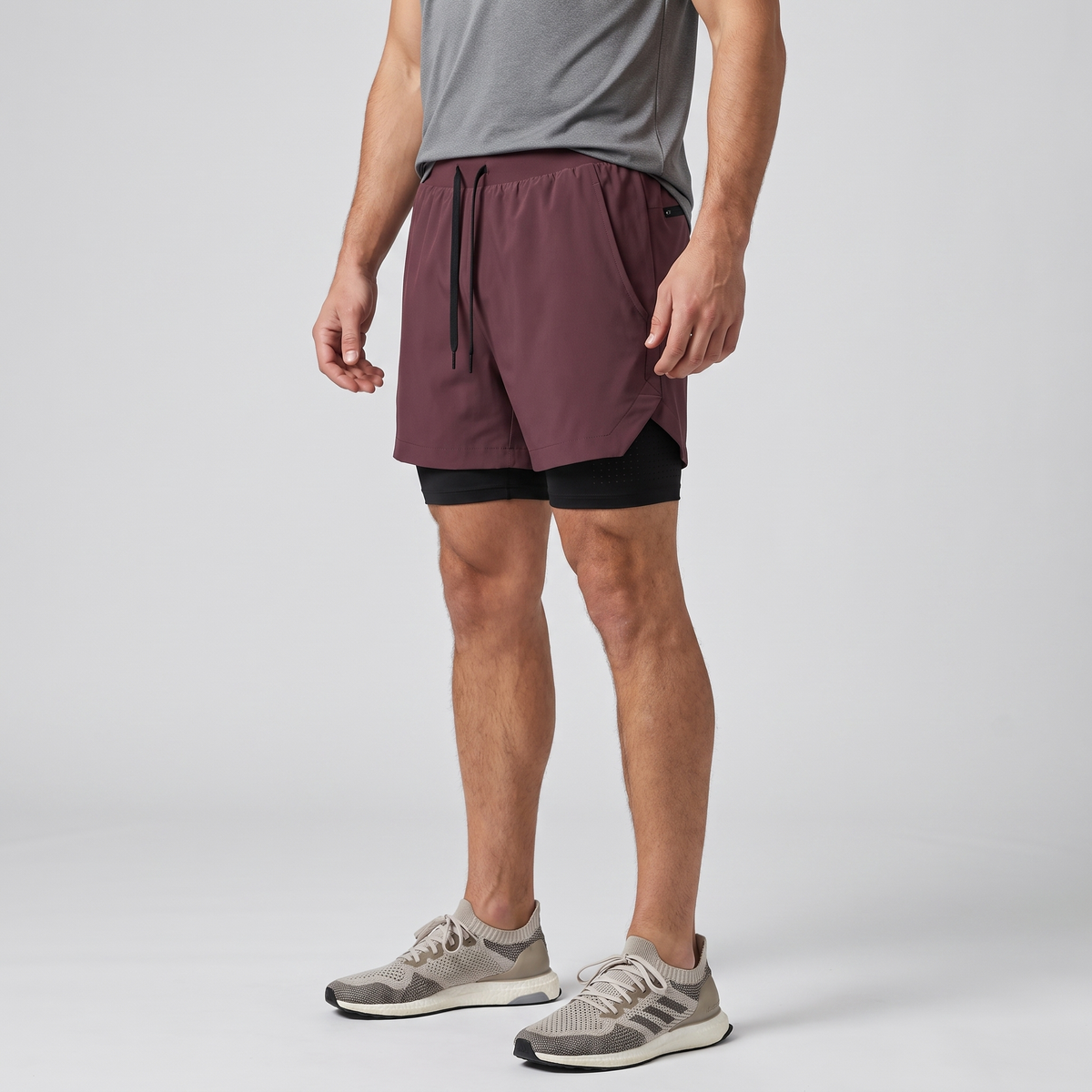 Men's 2 In 1 Running Shorts With Compression Liner And Phone Pocket