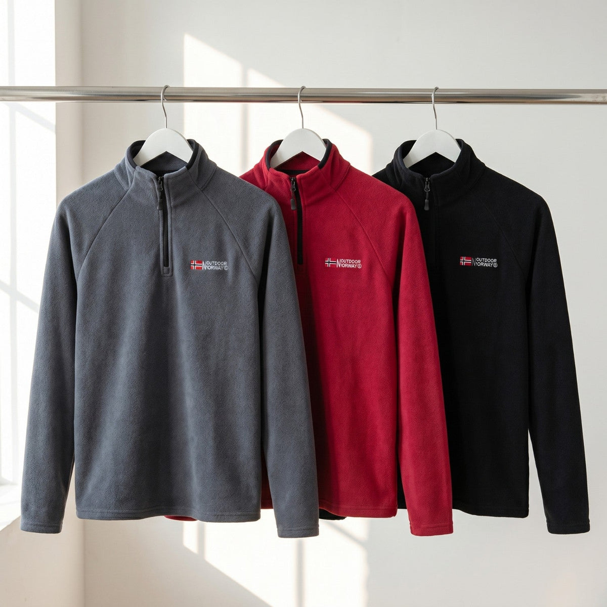 Men's Thermal Fleece Quarter Zip Pullover with Stand Collar