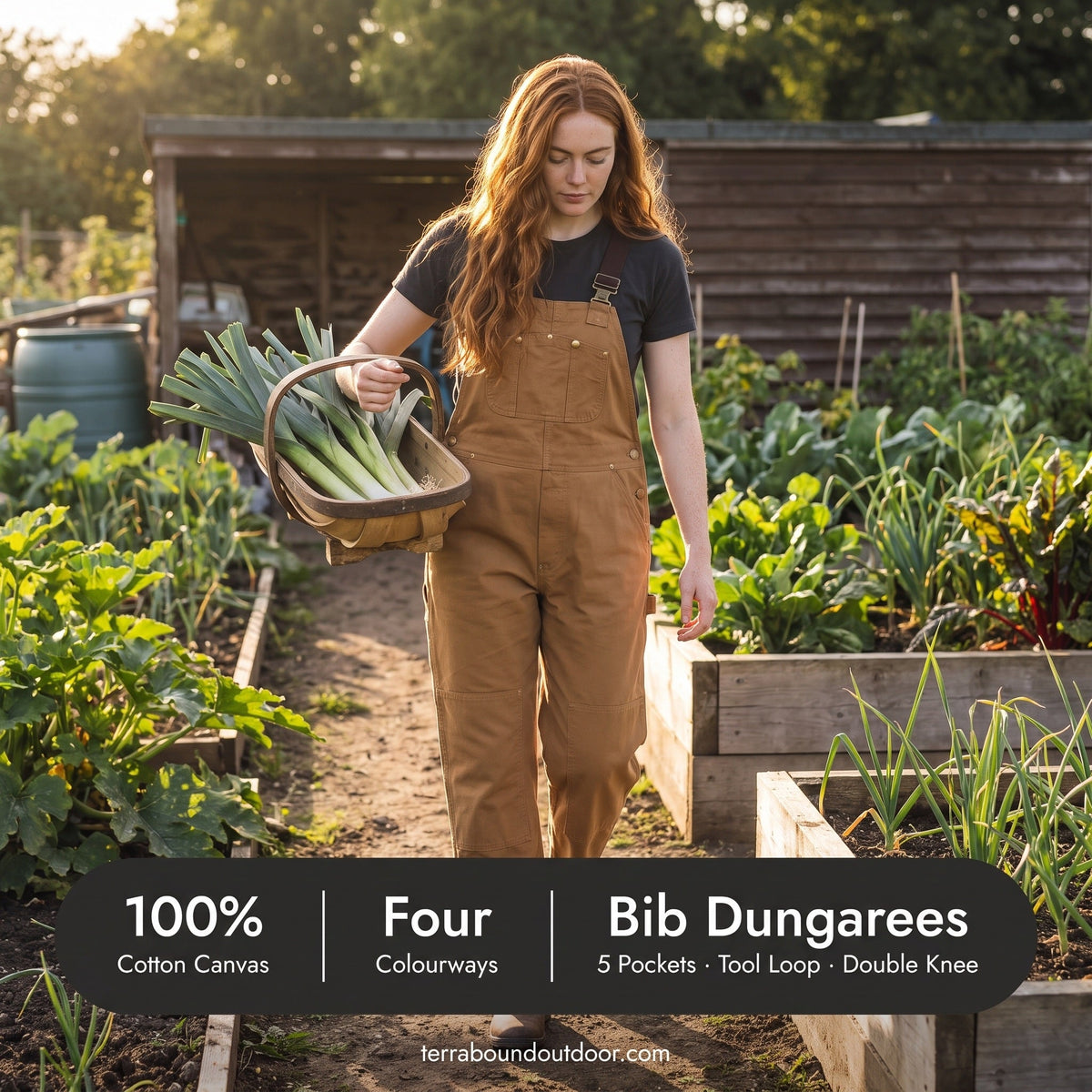 Women's Cotton Canvas Bib Overalls with Adjustable Crossback Straps