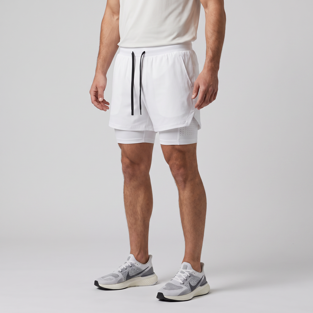 Men's 2 In 1 Running Shorts With Compression Liner And Phone Pocket