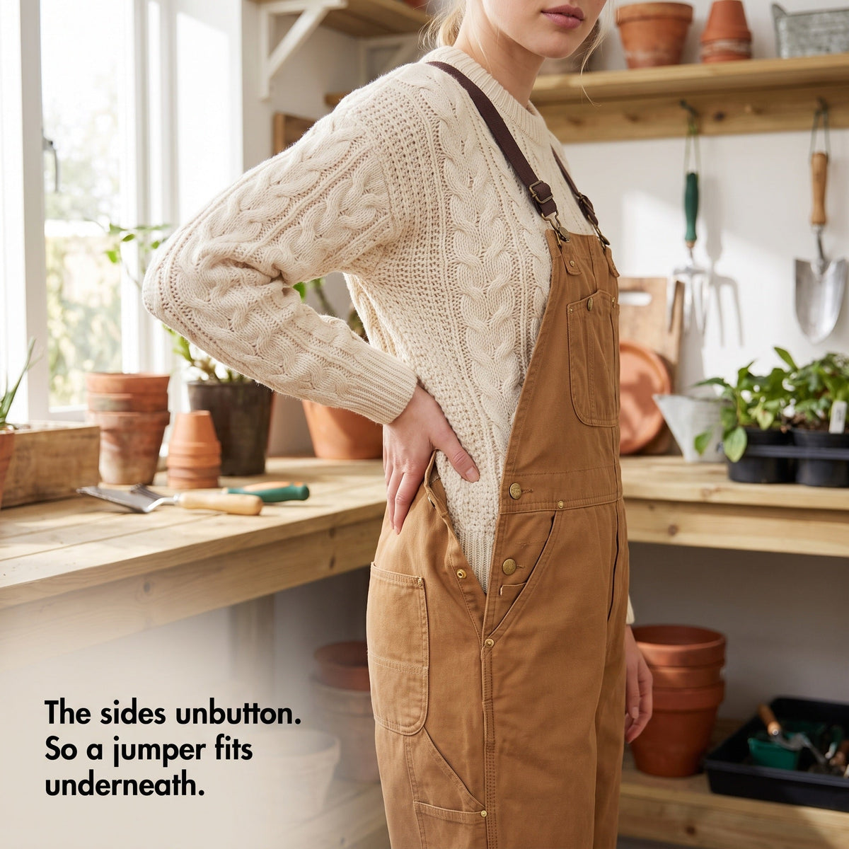 Women's Cotton Canvas Bib Overalls with Adjustable Crossback Straps