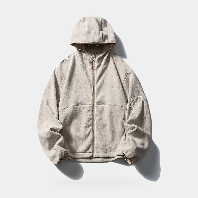 Men's Full Zip Fleece Hoodie with Chimney Collar