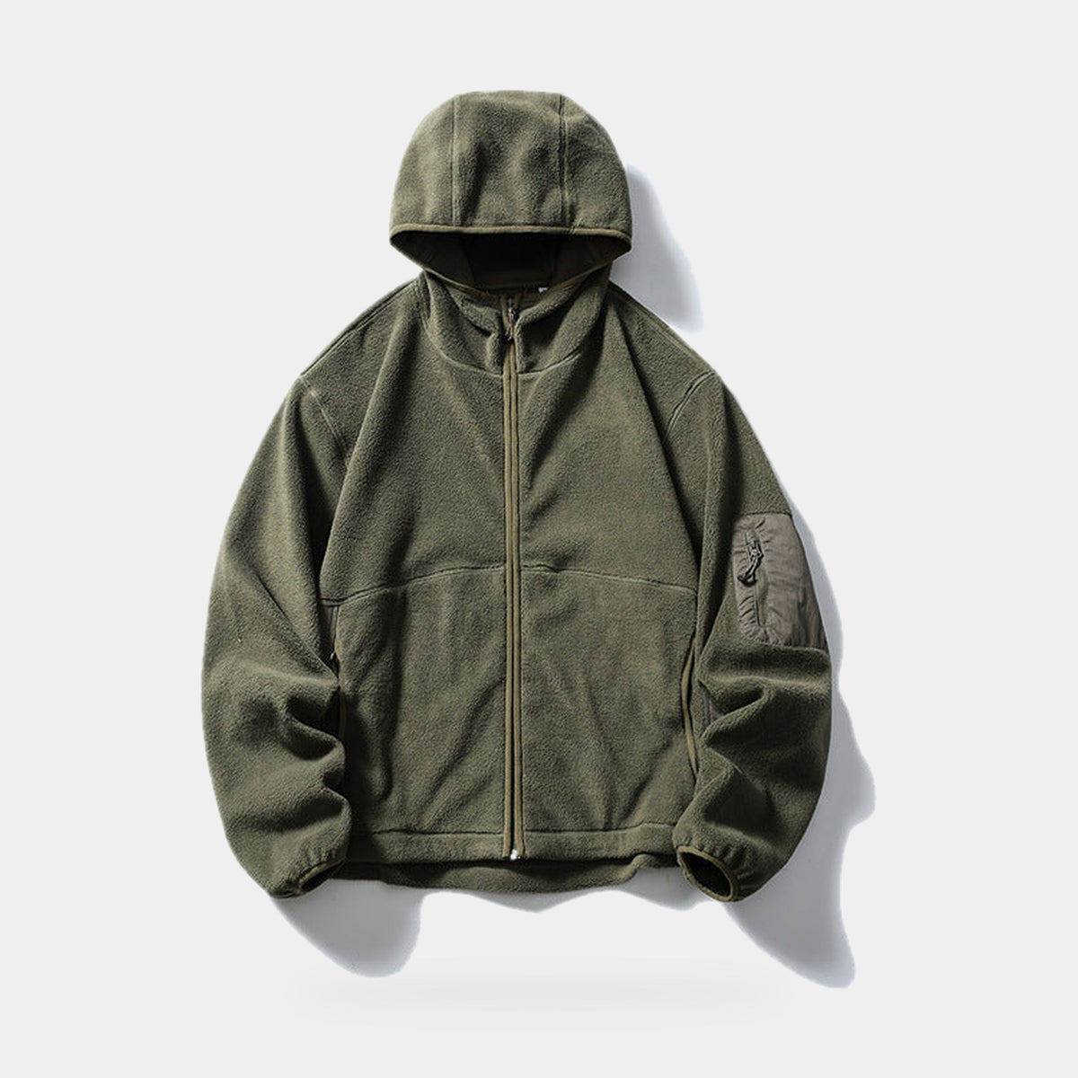 Men's Full Zip Fleece Hoodie with Chimney Collar