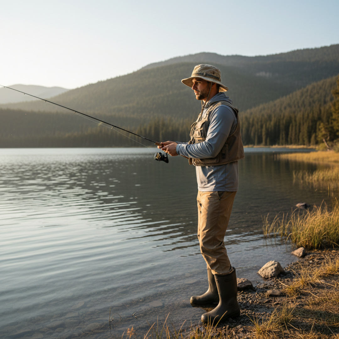 Men's Wide Brim Packable Cotton Boonie Hat with Chin Strap