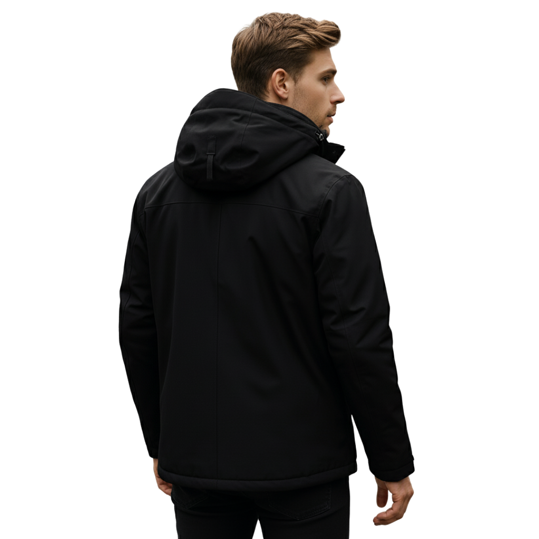 Men's Waterproof Fleece Lined Windproof Jacket with Hood