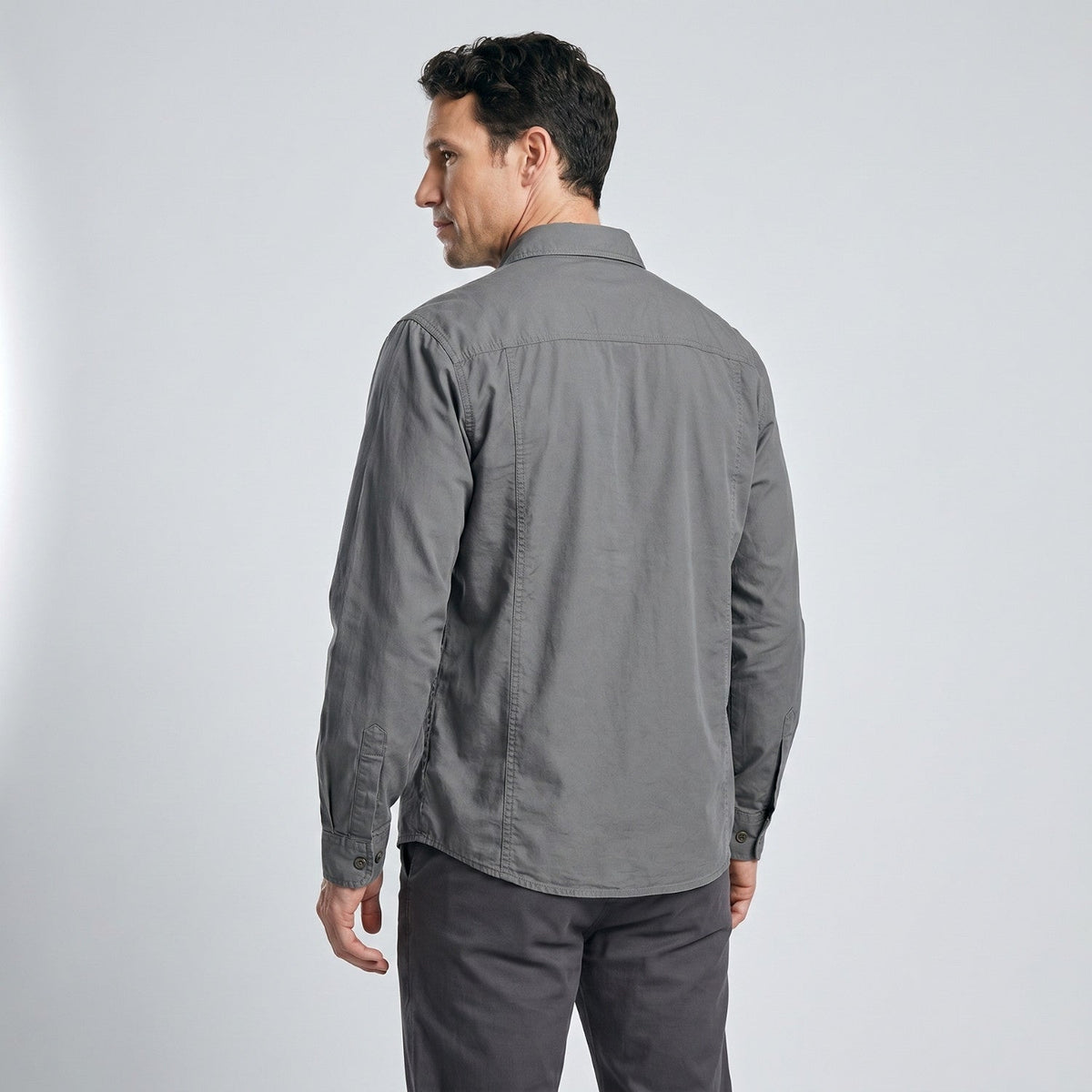 Men's Cotton Field Shirt With Double Chest Pockets And Long Sleeves