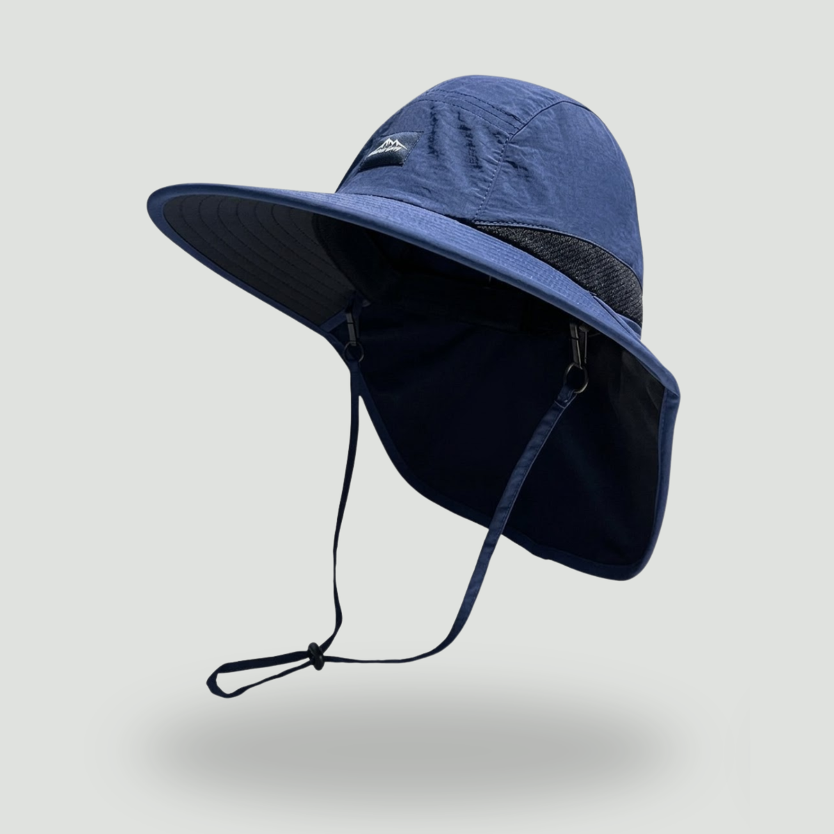 Men's Wide Brim Sun Hat with Neck Flap and Chin Strap