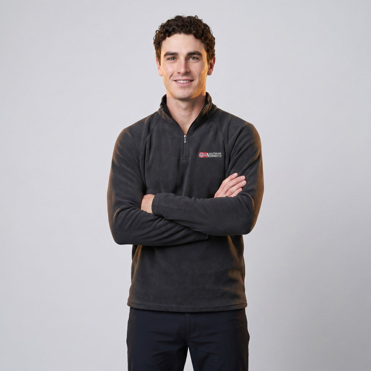 Men's Thermal Fleece Quarter Zip Pullover with Stand Collar