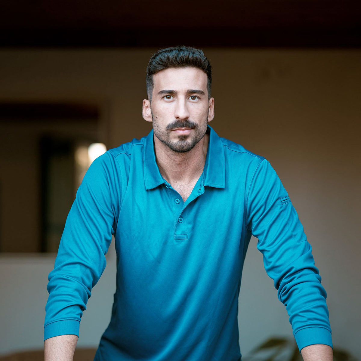 Men's Long Sleeve Performance Polo Shirt with Quick Dry Fabric