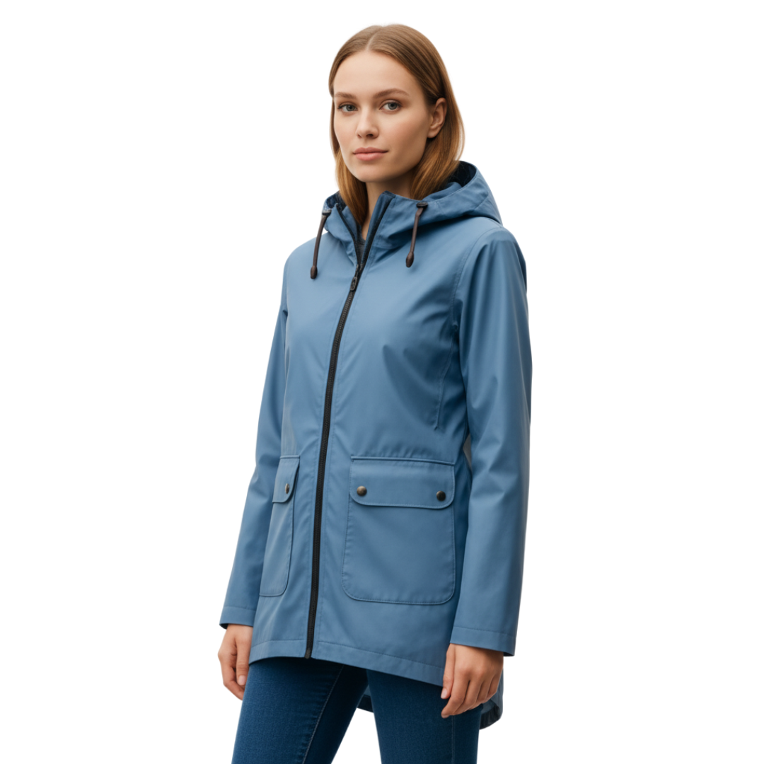 Women's Long Waterproof Windproof Hooded Raincoat