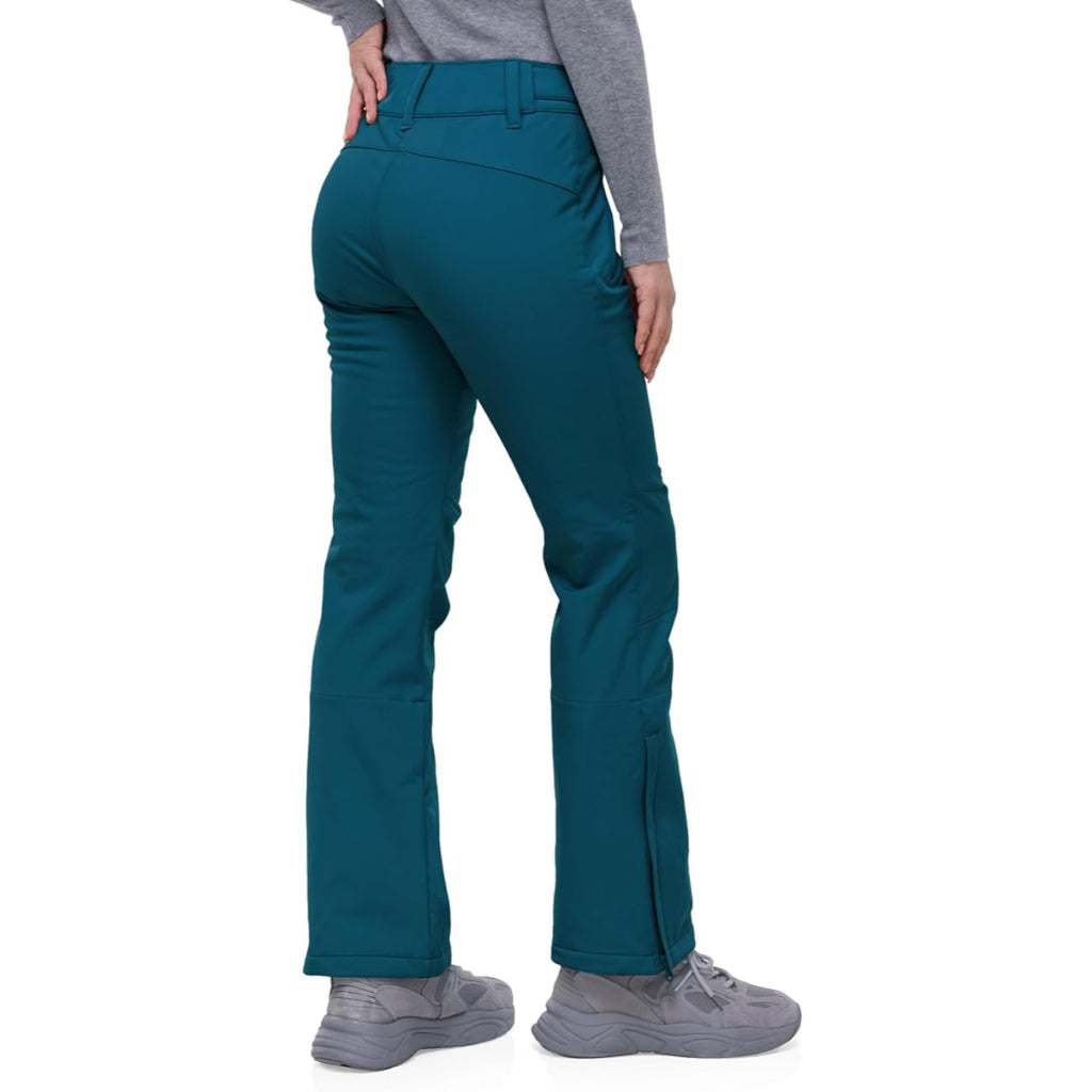 Women's Waterproof Softshell Snow Pants with Fleece Lining and Zip Pockets